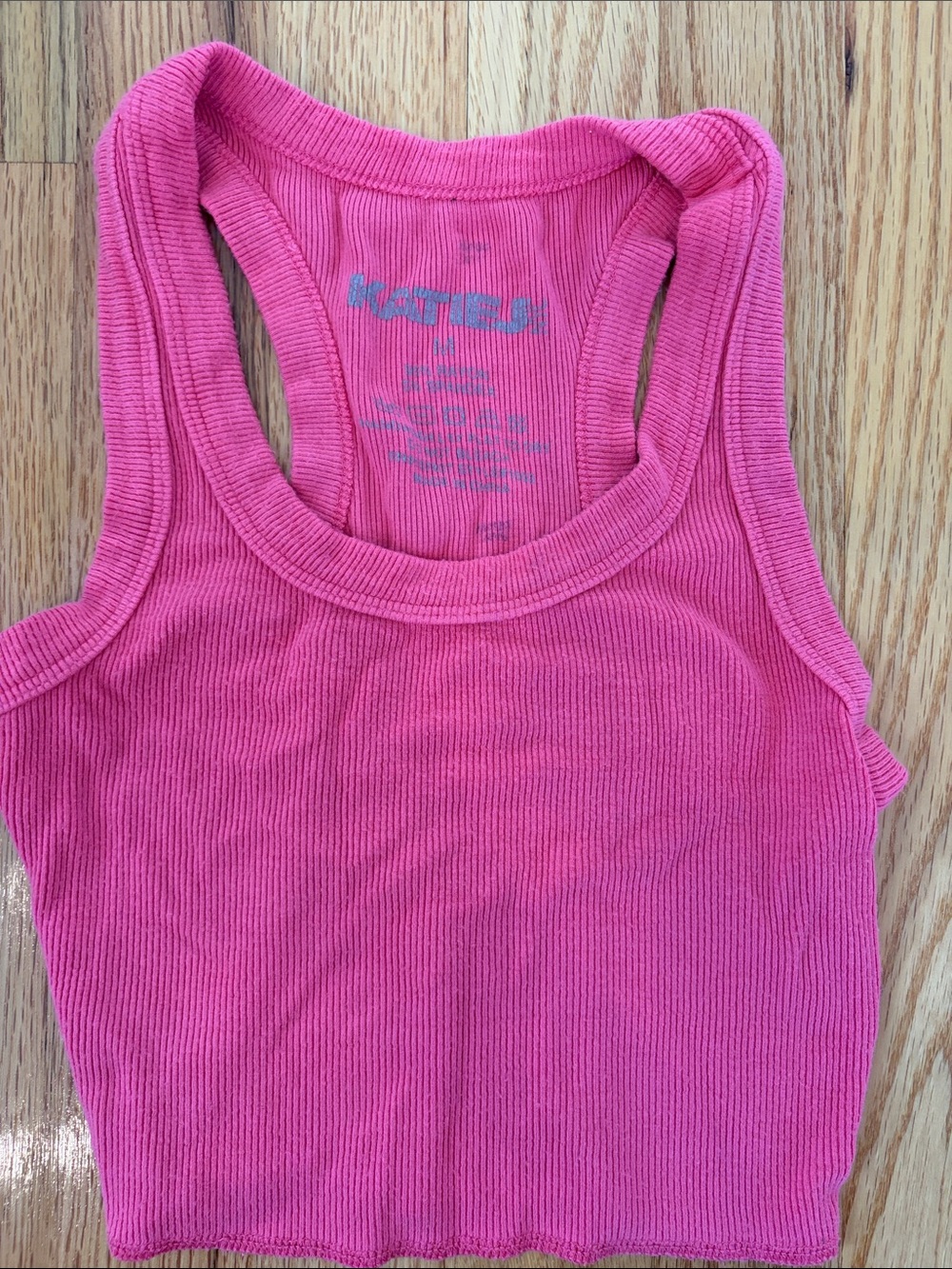 KatieJ NYC Girls Hot Pink Cropped Racerback Tank Top